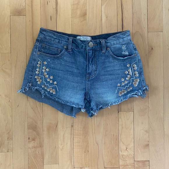 Free People Boho Embroidered Jean Shorts - Picture 3 of 8